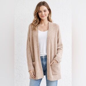 LOVE CHANGE Women's Cozy Tan Cardigan Sweater size small